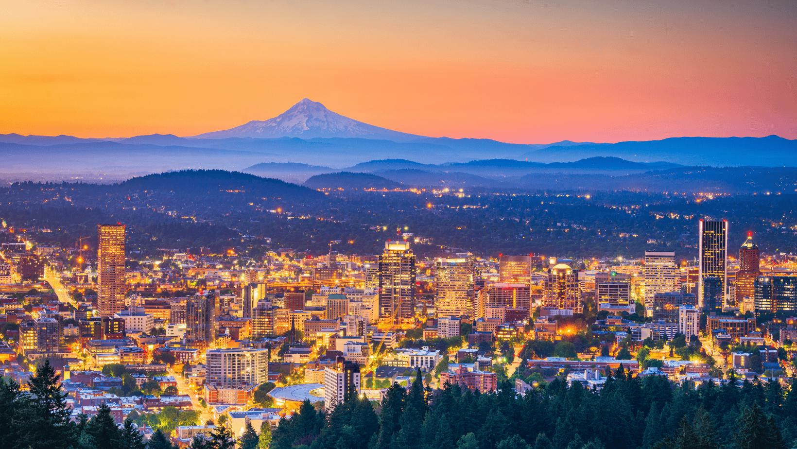 mt hood sunset from portland